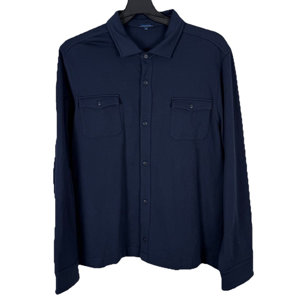 Patrick Assaraf Navy Blue Pima Cotton Stretch Shirt Jacket Mens XXL Peru Shacket